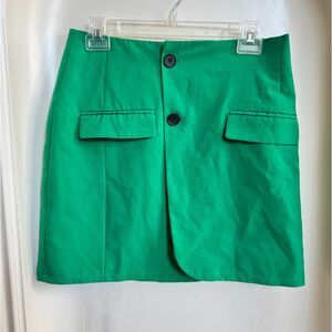 Nasty Gal Keep Up the Good Work Mini Skirt Asymmetrical Button Green Size 6